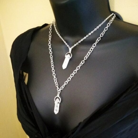 Terminated Point Crystal Quartz Pendant w. 20" Chain - Focus Meditations - Picture 1 of 14